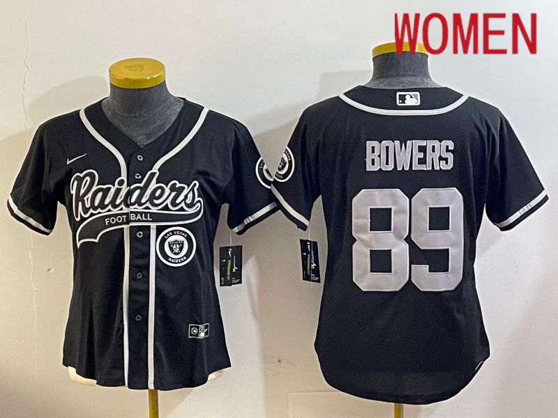 Women Oakland Raiders #89 Bowers Black Joint Name 2024 Nike Limited NFL Jersey style 2